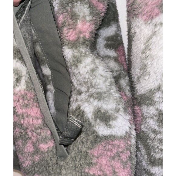 Ladies Gerry Fleece Zip Up Jacket Size Medium Floral Green Pink Gray - Picture 4 of 9